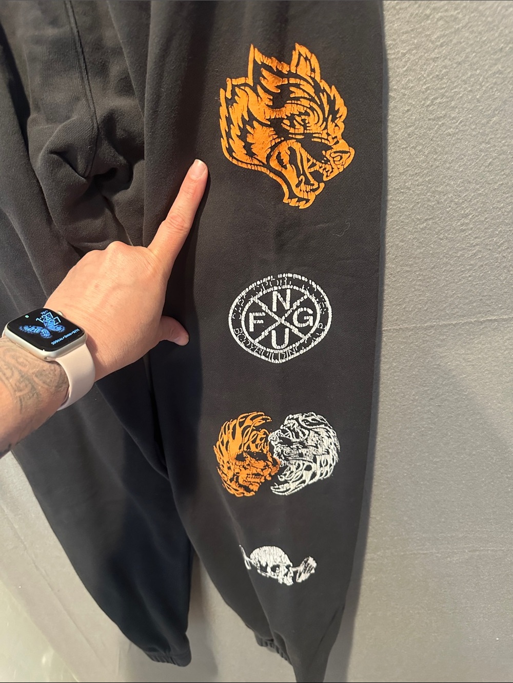 Darc Sport Black Joggers with White Script and Gold Graphic - Picture 4 of 6